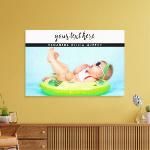Toile Mémoires de bébé avec photo personnalisée et nom