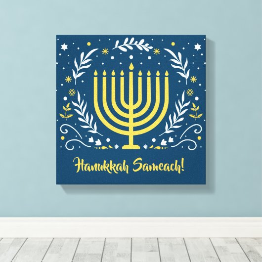 Toile Menorah décorative Hanoukka Bois Mur Art (Insitu (Plancher de Bois))