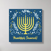 Toile Menorah décorative Hanoukka Bois Mur Art (Recto)