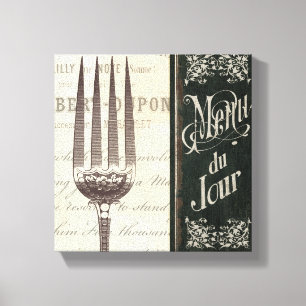 Toile Menu français et fourche