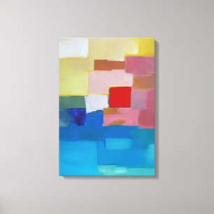 Toile Mer abstraite/île/ciel de peinture - carré rouge