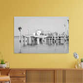 Toile Mer Océan Monochrome Noir Et Blanc Oiseaux Jetée (Insitu(Salon))