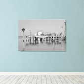 Toile Mer Océan Monochrome Noir Et Blanc Oiseaux Jetée (Insitu (Plancher de Bois))