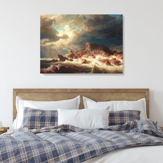 Toile Mer orageuse avec épave (par Marcus Larson) (Insitu(Chambre))