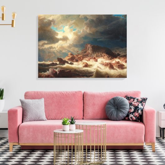 Toile Mer orageuse avec épave (par Marcus Larson) (Insitu(Salon))