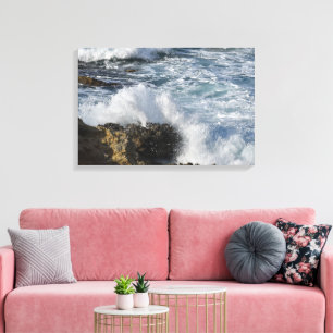Toile Mer orageuse, vagues s'écrasant sur des rochers