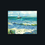 Toile Mer | Vincent van Gogh<br><div class="desc">Paysage marin près des Saintes-Maries-de-la-Mer (1888) par l'artiste post-impressionniste néerlandais Vincent Van Gogh. L'oeuvre d'origine est une peinture marine sur toile représentant un bateau sur un océan bleu abstrait. Utilisez les outils de conception pour ajouter du texte personnalisé ou personnaliser l'image.</div>