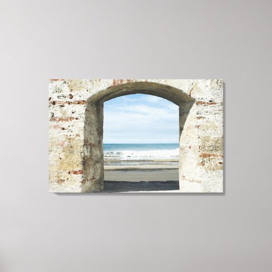 Toile Mer vue d'une arcade (Recto)
