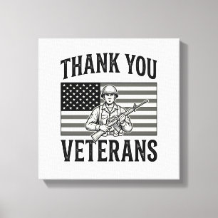 Toile Merci aux vétérans Vintage Flag Soldat Chemise Des