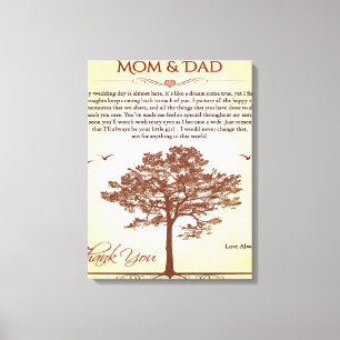 Toile Merci Cadeau Maman et Papa, Cadeau Mère/Fête des p