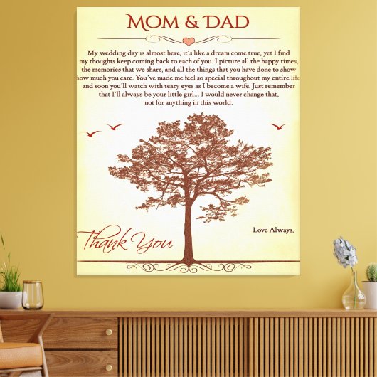 Toile Merci Cadeau Maman et Papa, Cadeau Mère/Fête des p (Insitu(Salon))