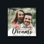 Toile Merci photo Parents de la Mariage<br><div class="desc">Le design comprend la citation "Merci pour élever la femme de mes rêves",  votre photo préférée,  les noms et la date du mariage. Grand cadeau de conservation aux parents de la mariée.</div>