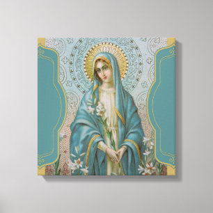 Toile Mère bénie Mary de Vierge avec des lis