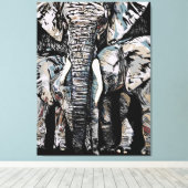 Toile Mère Eléphant et ses filles (Insitu (Plancher de Bois))