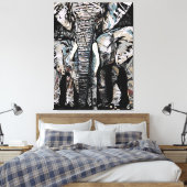 Toile Mère Eléphant et ses filles (Insitu(Chambre))