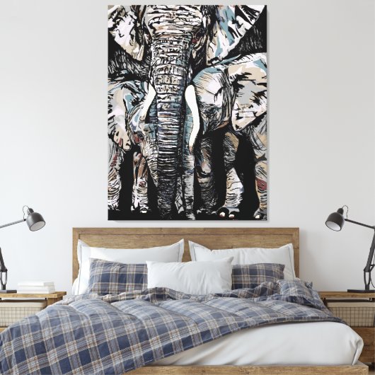 Toile Mère Eléphant et ses filles (Insitu(Chambre))