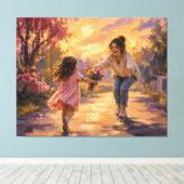 Toile Mère Enfant Courant Avec Des Fleurs (Insitu (Plancher de Bois))
