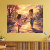 Toile Mère Enfant Courant Avec Des Fleurs (Insitu(Salon))