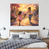 Toile Mère Enfant Courant Avec Des Fleurs (Insitu(Chambre))