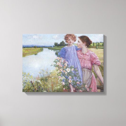 Toile Mère et enfant au bord d'une rivière avec des Rose (Recto)