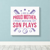 Toile Mère fière de baseball Je prie avant que mon fils (Insitu (Plancher de Bois))