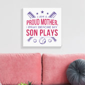 Toile Mère fière de baseball Je prie avant que mon fils (Insitu(Salon))