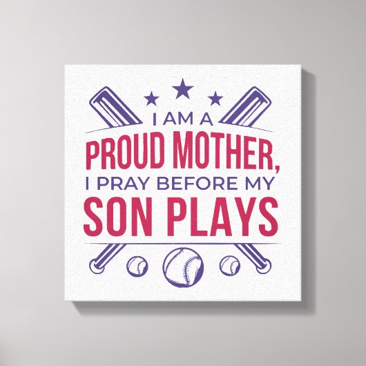 Toile Mère fière de baseball Je prie avant que mon fils (Recto)