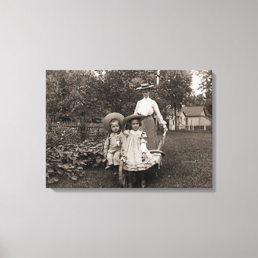 Toile Mère Filles 1890 Jardin de jardinage (Recto)