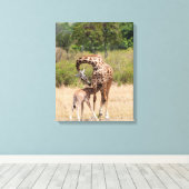 Toile Mère girafe et bébé au Kenya (Insitu (Plancher de Bois))