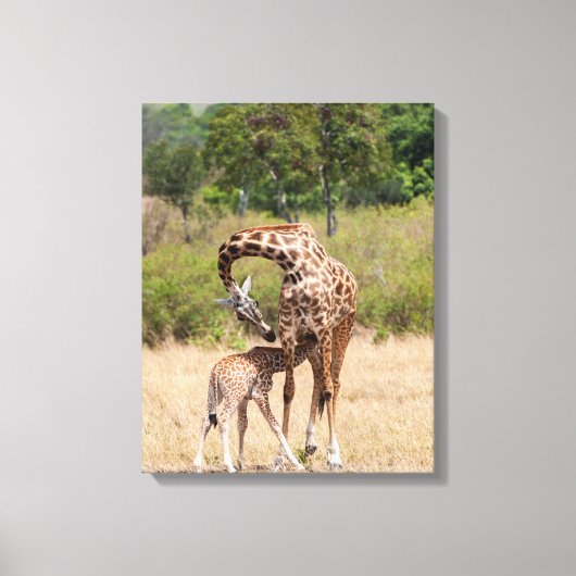Toile Mère girafe et bébé au Kenya (Recto)