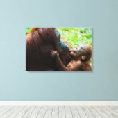 Toile Mère orang-outan et bébé (Insitu (Plancher de Bois))