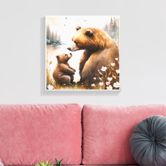 Toile Mère Ours Bébé Bébé Peinture Artisanat (Insitu(Salon))