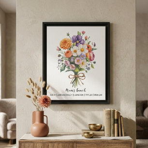 Toile Mères Élégantes Art Floral Familial à l'Aquarelle