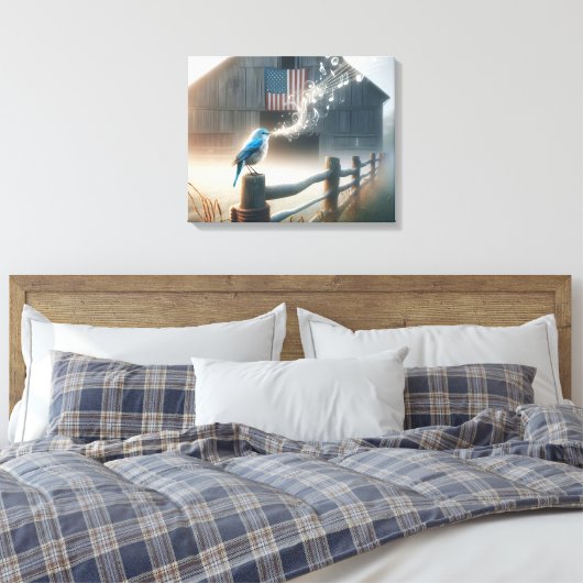 Toile Merle bleu chantant une chanson (Insitu(Chambre))