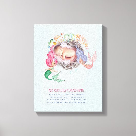 Toile Mermaids PHOTO Nouveau bébé Mur Art Keepsaké (Recto)