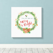 Toile Merry & Bright Christmas Wreath (Insitu (Plancher de Bois))