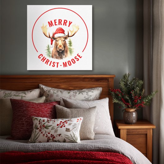 Toile Merry Christ-moose Funny Christmas Moose