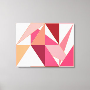 Toile Mi-Siècle Abstrait, Triangles - Corail, Beige