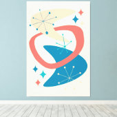 Toile Mi-Siècle Âge atomique 7 Jaune, Bleu, Pêche (Insitu (Plancher de Bois))