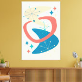 Toile Mi-Siècle Âge atomique 7 Jaune, Bleu, Pêche (Insitu(Salon))