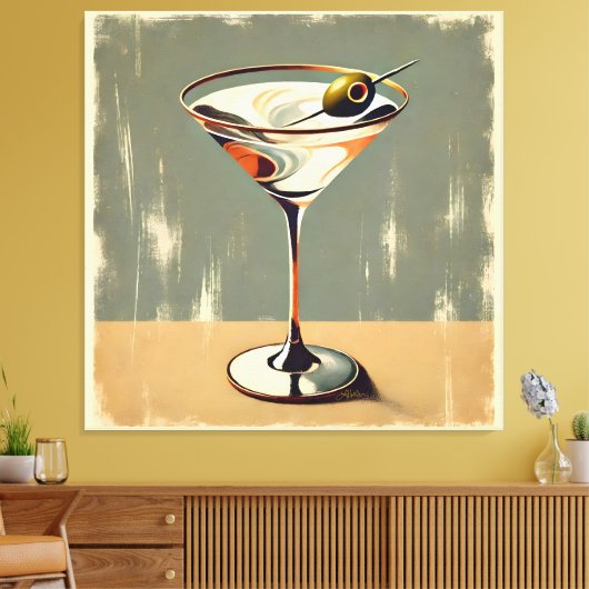 Toile Mi-siècle Moderne 1 Olive Martini Peinture (Insitu(Salon))