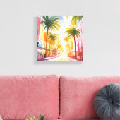 Toile Miami Beach | Peinture aquarelle couleur vive (Insitu(Salon))