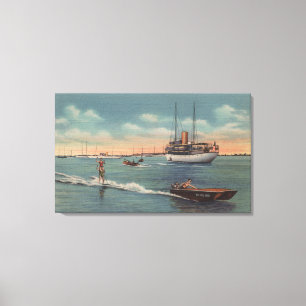 Toile Miami, FL - Ski nautique, Bateau en bois