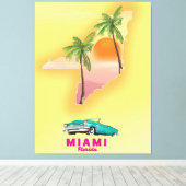 Toile Miami Floride carte illustrée affiche (Insitu (Plancher de Bois))
