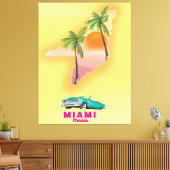 Toile Miami Floride carte illustrée affiche (Insitu(Salon))