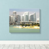 Toile Miami Floride, Skyline, Grands bâtiments, Pont (Insitu (Plancher de Bois))