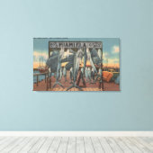 Toile Miami, Floride - Vue de la jetée 5 avec poisson ca (Insitu (Plancher de Bois))