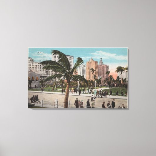 Toile Miami, Floride - Vue sur Bayfront Park & Hôtels (Recto)