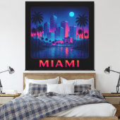 Toile Miami Moonrise - Neon Skyline (Insitu(Chambre))