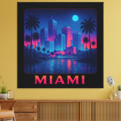 Toile Miami Moonrise - Neon Skyline (Insitu(Salon))